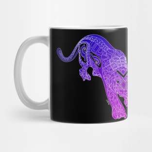 dark tribal panther ecopop cat in totonac pattern art Mug